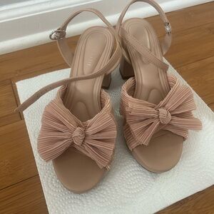 Kelly & Katie Knot Bow Ankle-Strap Heeled Sandals - Blush